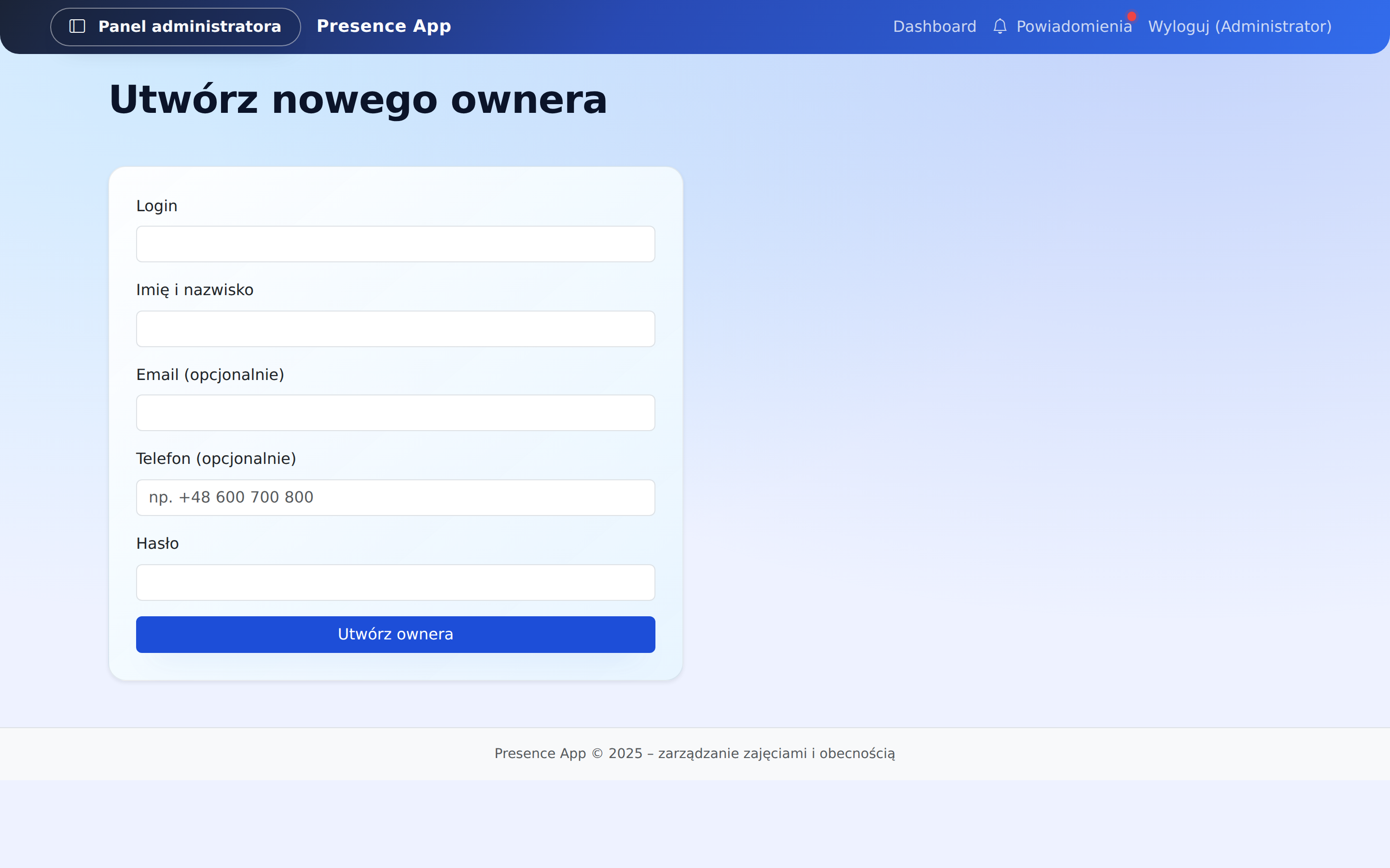 Tworzenie ownera