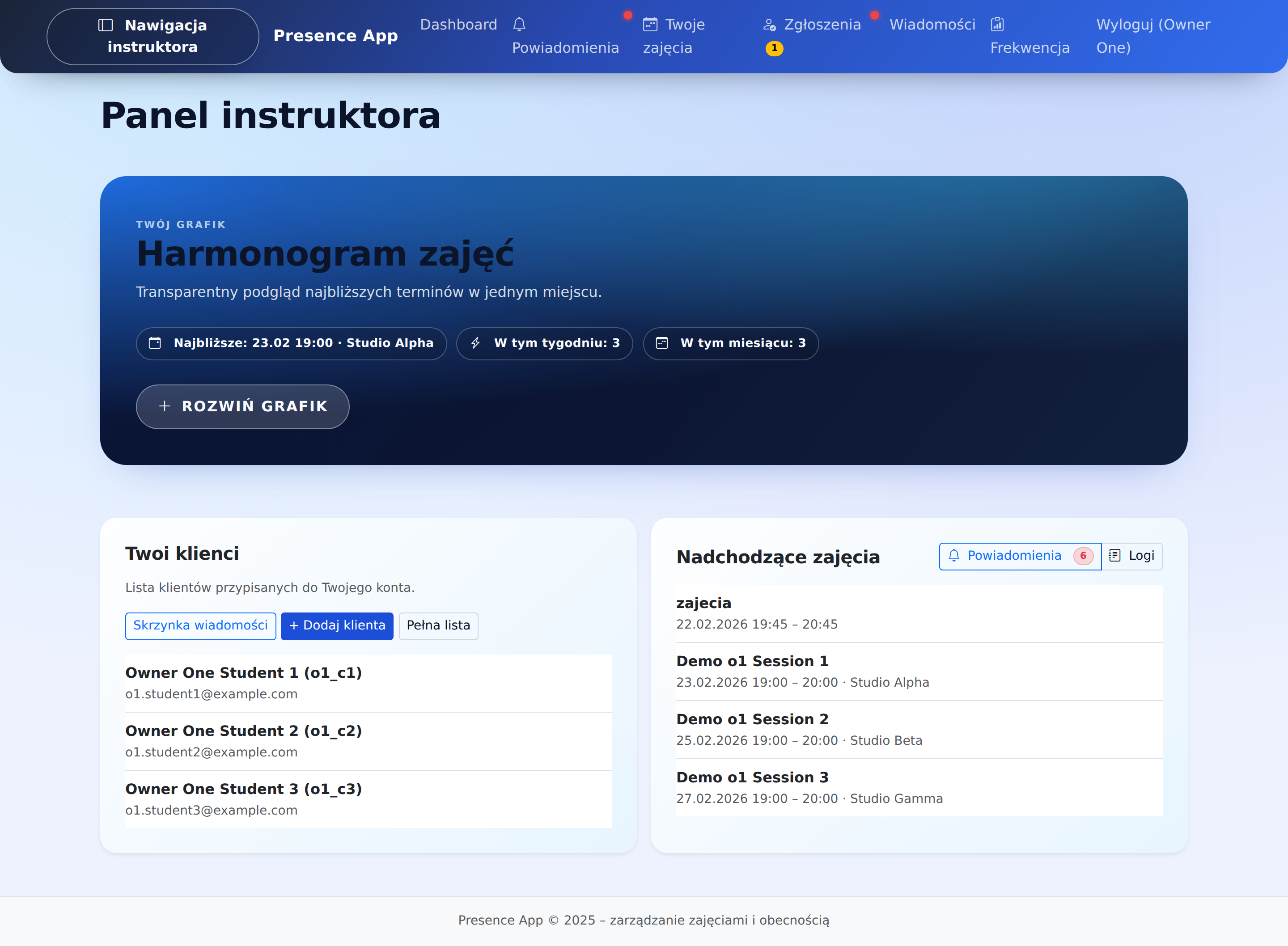 Owner Dashboard
