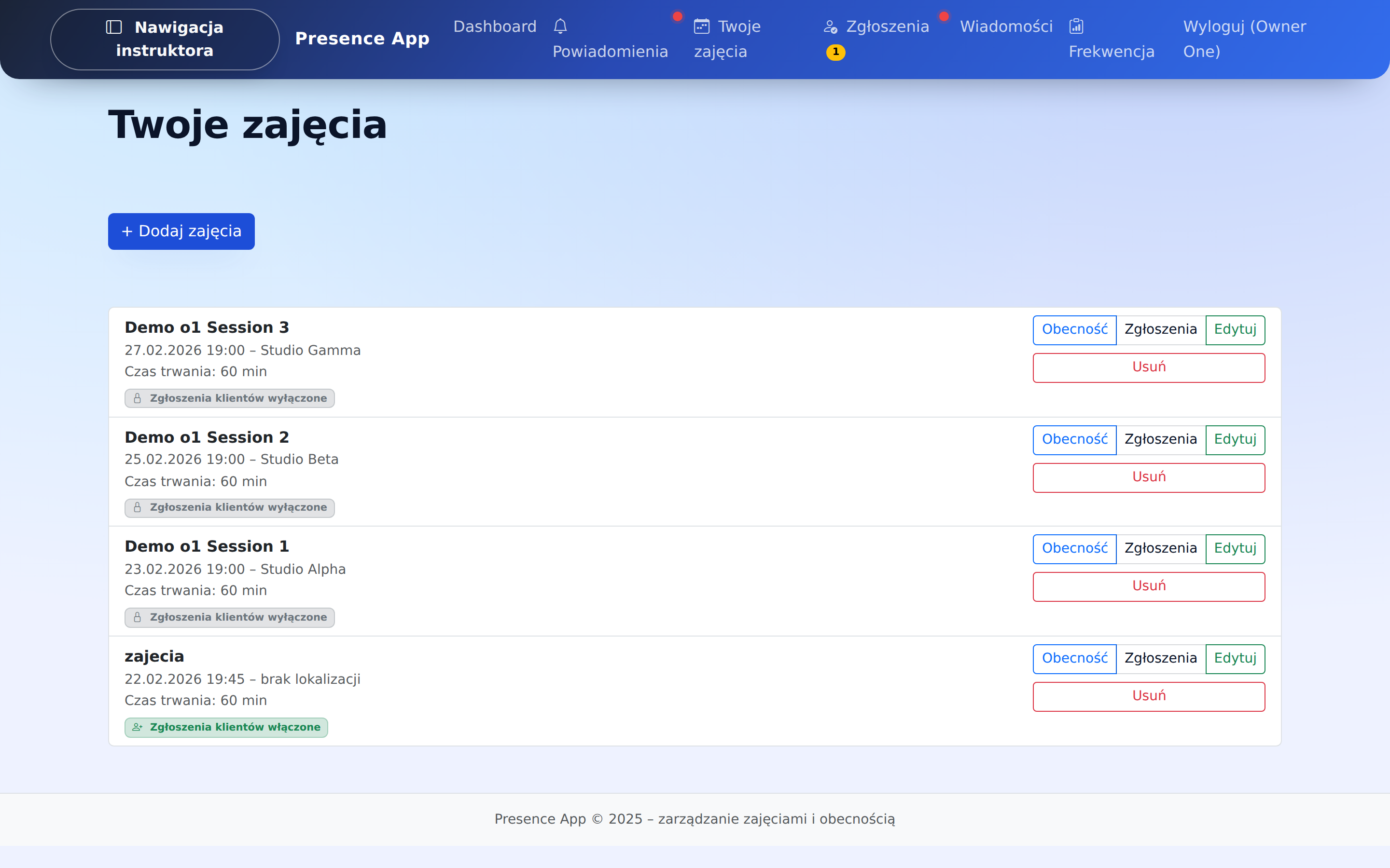 Lista wydarzeń