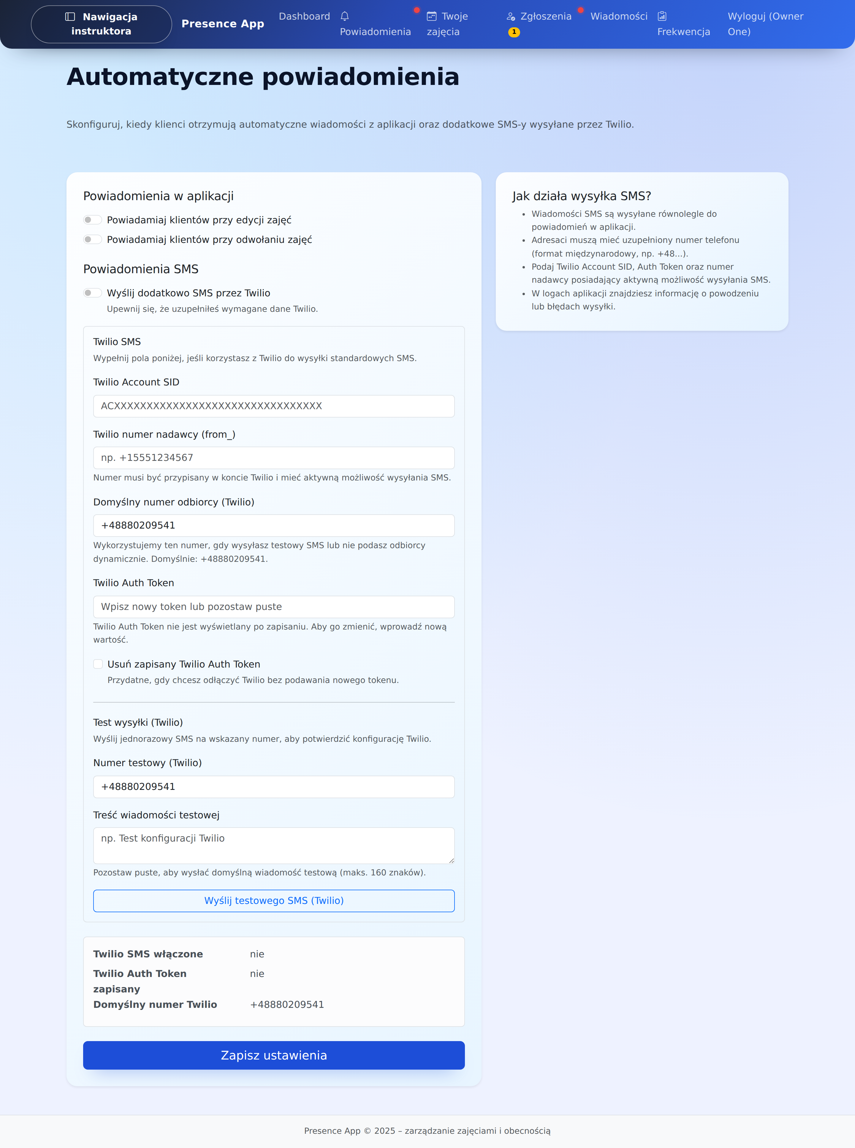 Ustawienia powiadomień